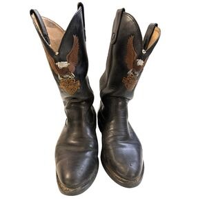 Vintage 80s Harley Davidson Boots Mens Size 9EE Black Leather Motorcycle Biker